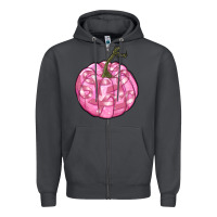 Smoke pink pumpkin with breast cancer ribbons Zipper Hoodie - RanaPortraitStore