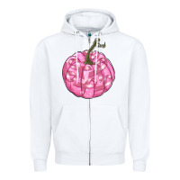 White pink pumpkin with breast cancer ribbons Zipper Hoodie - RanaPortraitStore