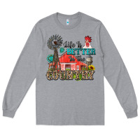 Heather Grey life is better in the country Long Sleeve Tee - Zillion Design Studio