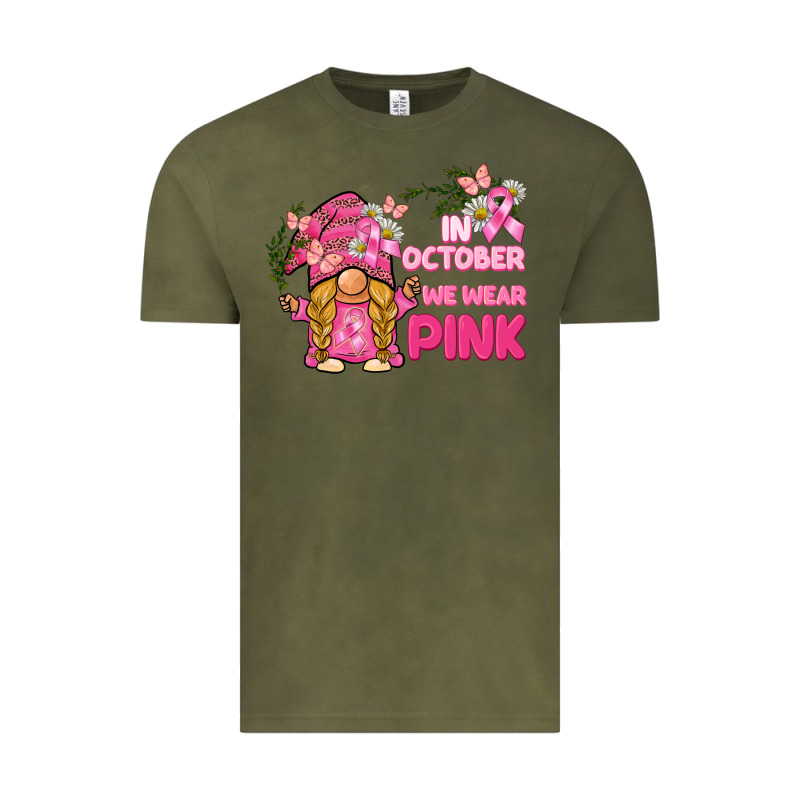 In October We Wear Pink Gnome Vintage Tee by BarkalooDesign | Teevron