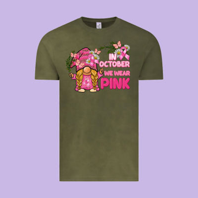 In October We Wear Pink Gnome Vintage Tee Designed By Barkaloodesign