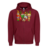 Burgundy mexican gnomes coffee cups Zipper Hoodie - Zillion Design Studio