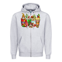 Heather Grey mexican gnomes coffee cups Zipper Hoodie - Zillion Design Studio