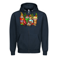 Navy mexican gnomes coffee cups Zipper Hoodie - Zillion Design Studio