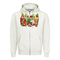 Oatmeal Heather mexican gnomes coffee cups Zipper Hoodie - Zillion Design Studio