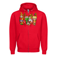 Mexican Gnomes Coffee Cups Zipper Hoodie | Teevron