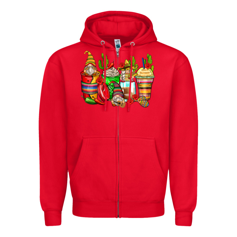 Mexican Gnomes Coffee Cups Zipper Hoodie by Zillion Design Studio | Teevron
