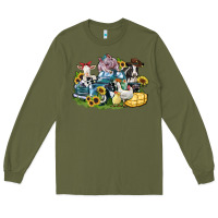 Army Green farm animals truck Long Sleeve Tee - Zillion Design Studio