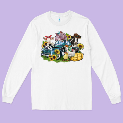 Farm Animals Truck Long Sleeve Tee Designed By Zillion Design Studio