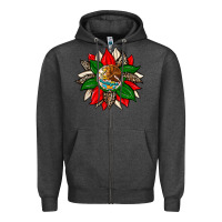 Charcoal Heather mexican flag sunflower Zipper Hoodie - Zillion Design Studio