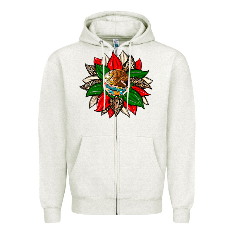 Mexican Flag Sunflower Zipper Hoodie by Zillion Design Studio | Teevron