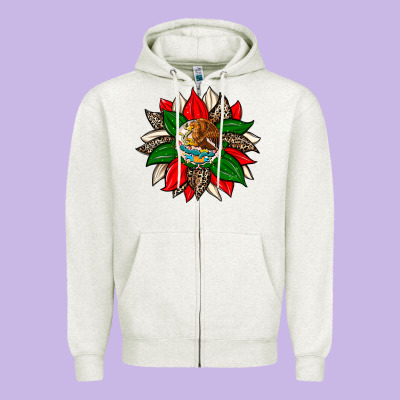 Mexican Flag Sunflower Zipper Hoodie Designed By Zillion Design Studio
