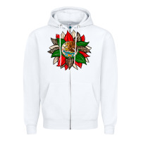 White mexican flag sunflower Zipper Hoodie - Zillion Design Studio