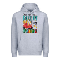 Heather Grey they see me rollin' they hatin' Premium Hoodie - MaliasSmallBusiness