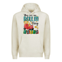 Oatmeal Heather they see me rollin' they hatin' Premium Hoodie - MaliasSmallBusiness