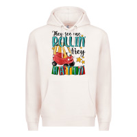 Pale Pink they see me rollin' they hatin' Premium Hoodie - MaliasSmallBusiness