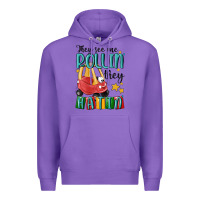 Purple they see me rollin' they hatin' Premium Hoodie - MaliasSmallBusiness