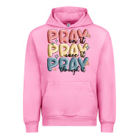 Fuchsia Pink pray on it pray over it pray through it Urban Hoodie - MaliasSmallBusiness