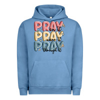 Pigment Pebble Blue pray on it pray over it pray through it Urban Hoodie - MaliasSmallBusiness