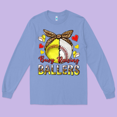 Long Sleeve Tee busy raising ballers with baseball and softball