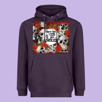 Have The Day You Deserve Skull And Rose Heavyweight Hoodie Designed By Jahusdesignshop
