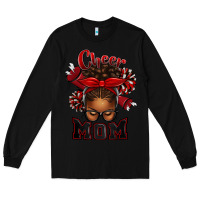 Black cheer mom afro messy bun Long Sleeve Tee - texasbilliewilder