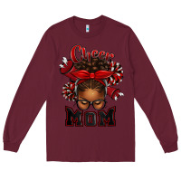 Burgundy cheer mom afro messy bun Long Sleeve Tee - texasbilliewilder