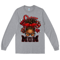 Heather Grey cheer mom afro messy bun Long Sleeve Tee - texasbilliewilder