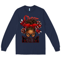 Navy cheer mom afro messy bun Long Sleeve Tee - texasbilliewilder