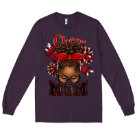 Plum cheer mom afro messy bun Long Sleeve Tee - texasbilliewilder