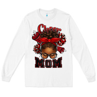 White cheer mom afro messy bun Long Sleeve Tee - texasbilliewilder