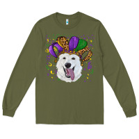 Army Green mardi gras hat  white shepherd Long Sleeve Tee - RanaPortraitStore