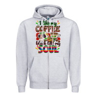Heather Grey i like my coffee black like my soul Zipper Hoodie - Zillion Design Studio