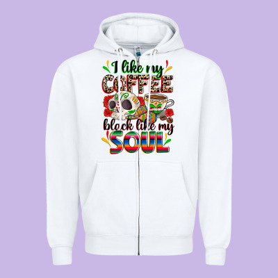 I Like My Coffee Black Like My Soul Zipper Hoodie Designed By Zillion Design Studio