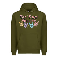 Army Green god says you are easter Premium Hoodie - MaliasSmallBusiness