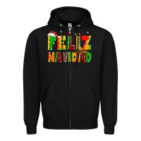 Black feliz navidad Zipper Hoodie - Zillion Design Studio