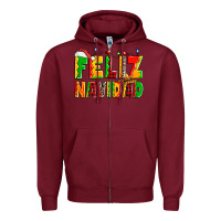 Burgundy feliz navidad Zipper Hoodie - Zillion Design Studio