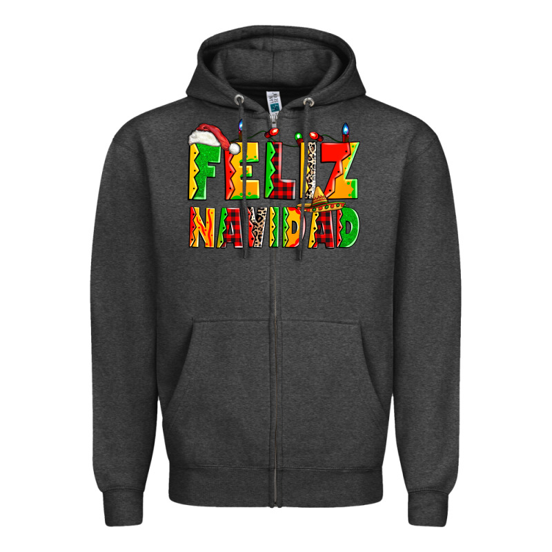 Feliz Navidad Zipper Hoodie by Zillion Design Studio | Teevron