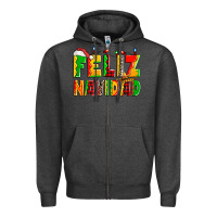 Charcoal Heather feliz navidad Zipper Hoodie - Zillion Design Studio