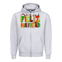 Heather Grey feliz navidad Zipper Hoodie - Zillion Design Studio