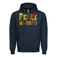 Navy feliz navidad Zipper Hoodie - Zillion Design Studio