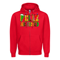 Red feliz navidad Zipper Hoodie - Zillion Design Studio