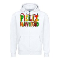 White feliz navidad Zipper Hoodie - Zillion Design Studio