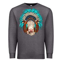 Charcoal Heather hereford indian headdress Premium Sweatshirt - JahusDesignShop