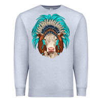 Heather Grey hereford indian headdress Premium Sweatshirt - JahusDesignShop
