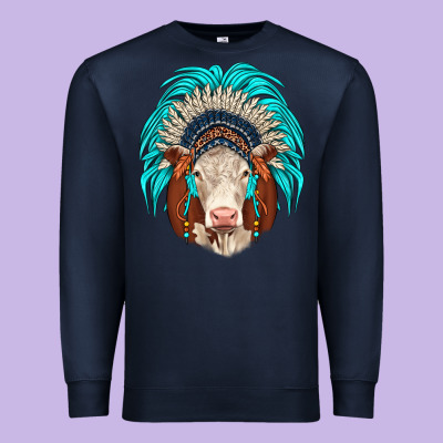 Hereford Indian Headdress Premium Sweatshirt Designed By Jahusdesignshop