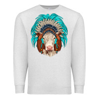 Oatmeal Heather hereford indian headdress Premium Sweatshirt - JahusDesignShop