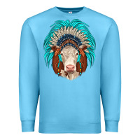 Ocean Blue hereford indian headdress Premium Sweatshirt - JahusDesignShop