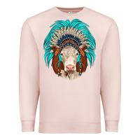 Pale Pink hereford indian headdress Premium Sweatshirt - JahusDesignShop