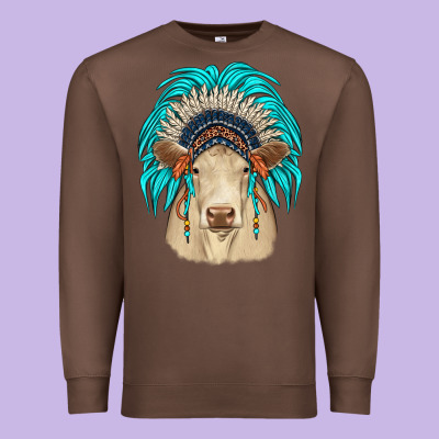 Charolais Indian Headdress Premium Sweatshirt Designed By Jahusdesignshop